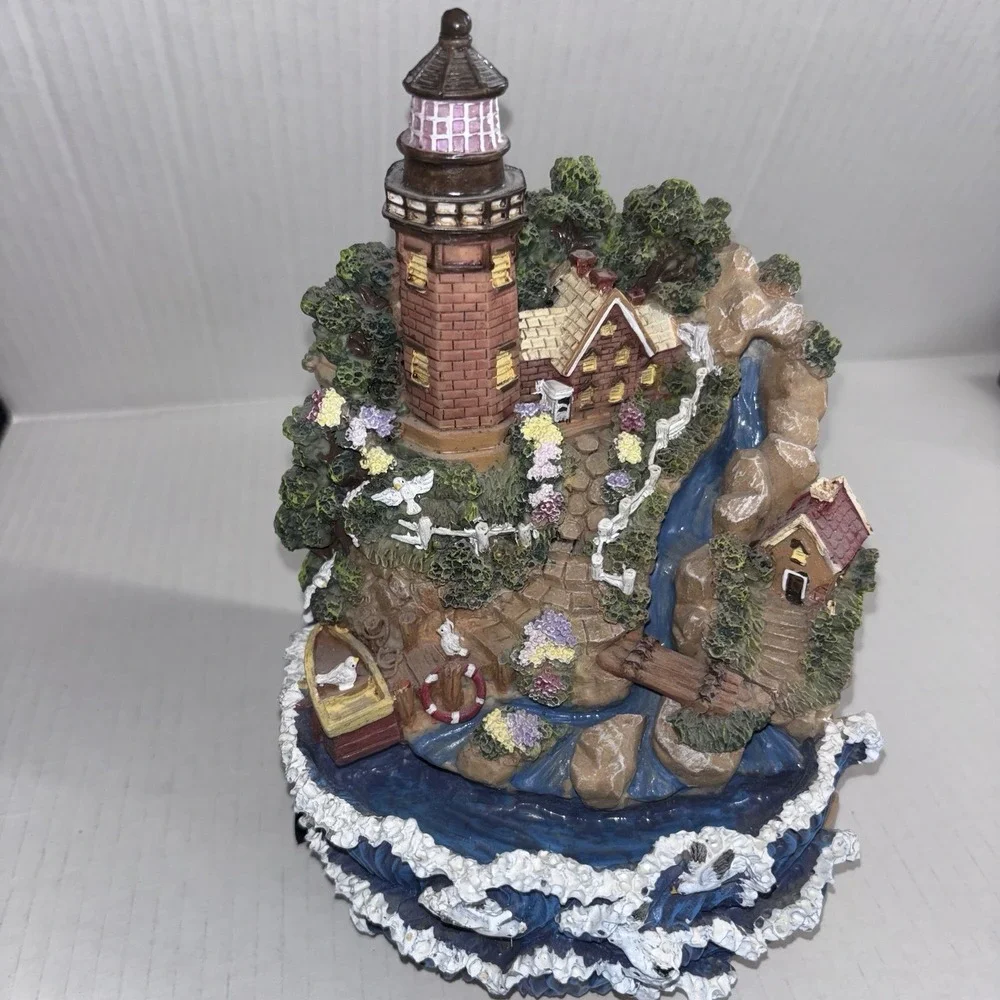 Vintage Lighted Lighthouse Waterfall Fountain Collectible Seagull Sounds 9